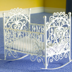 Decorative Cradle in White Wire.