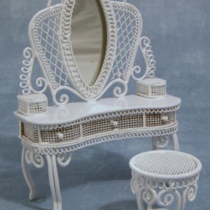 White wire dressing table with stool