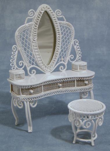VF1104 White wire dressing table with stool White wire dressing table with stool